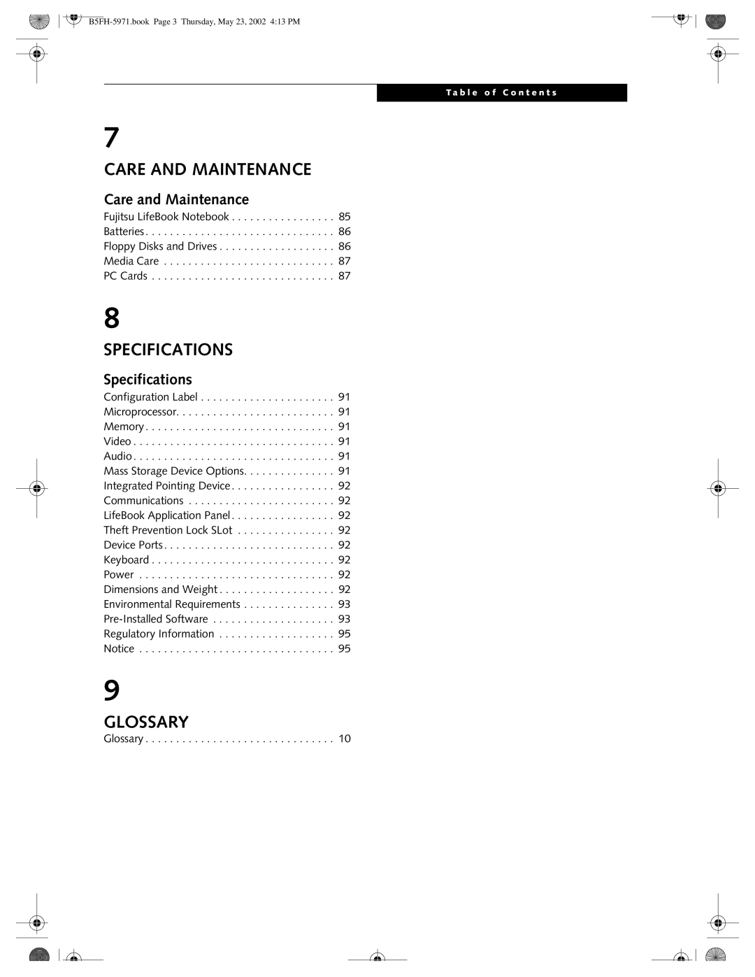 Fujitsu C2010, C2111 manual Care and Maintenance 