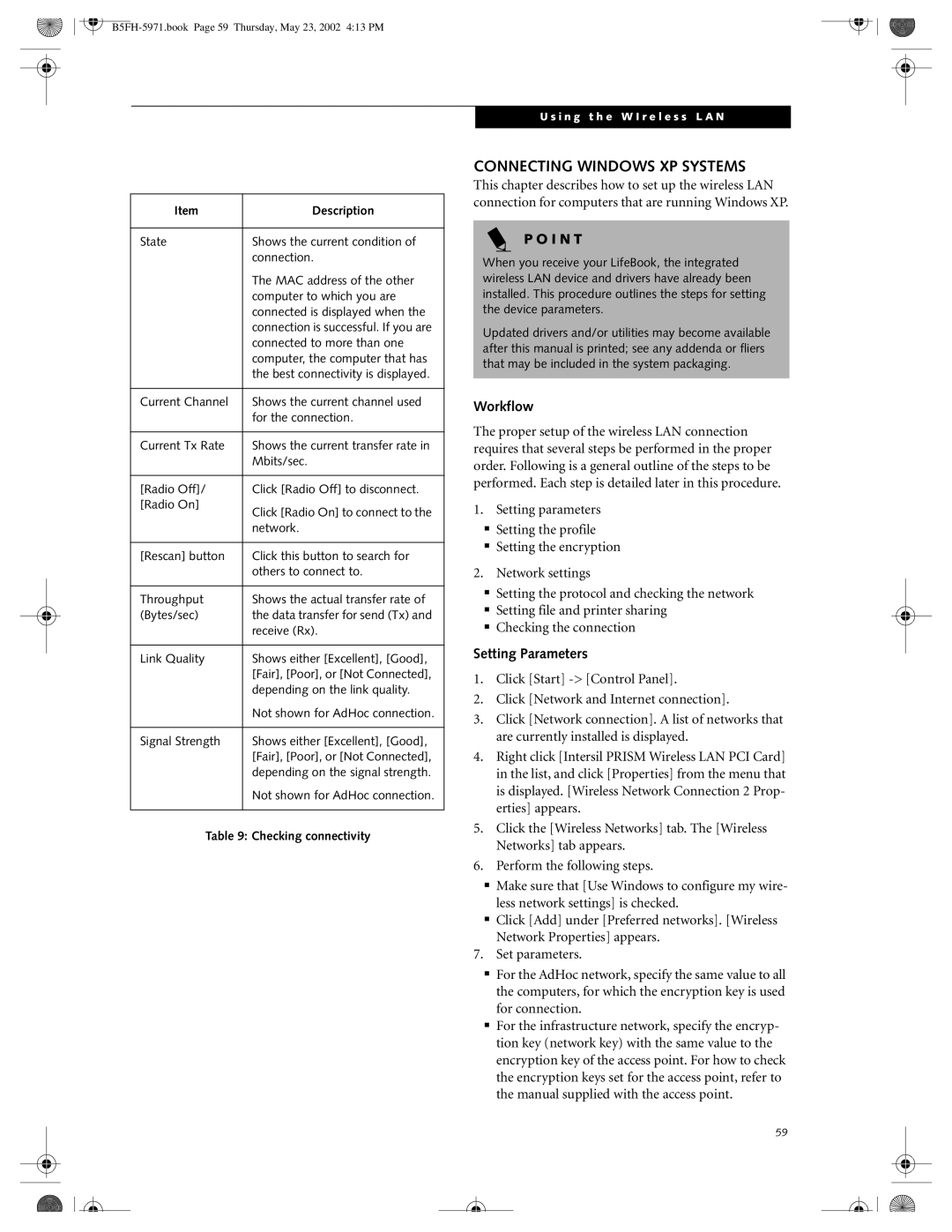 Fujitsu C2010, C2111 manual Connecting Windows XP Systems, Workflow 