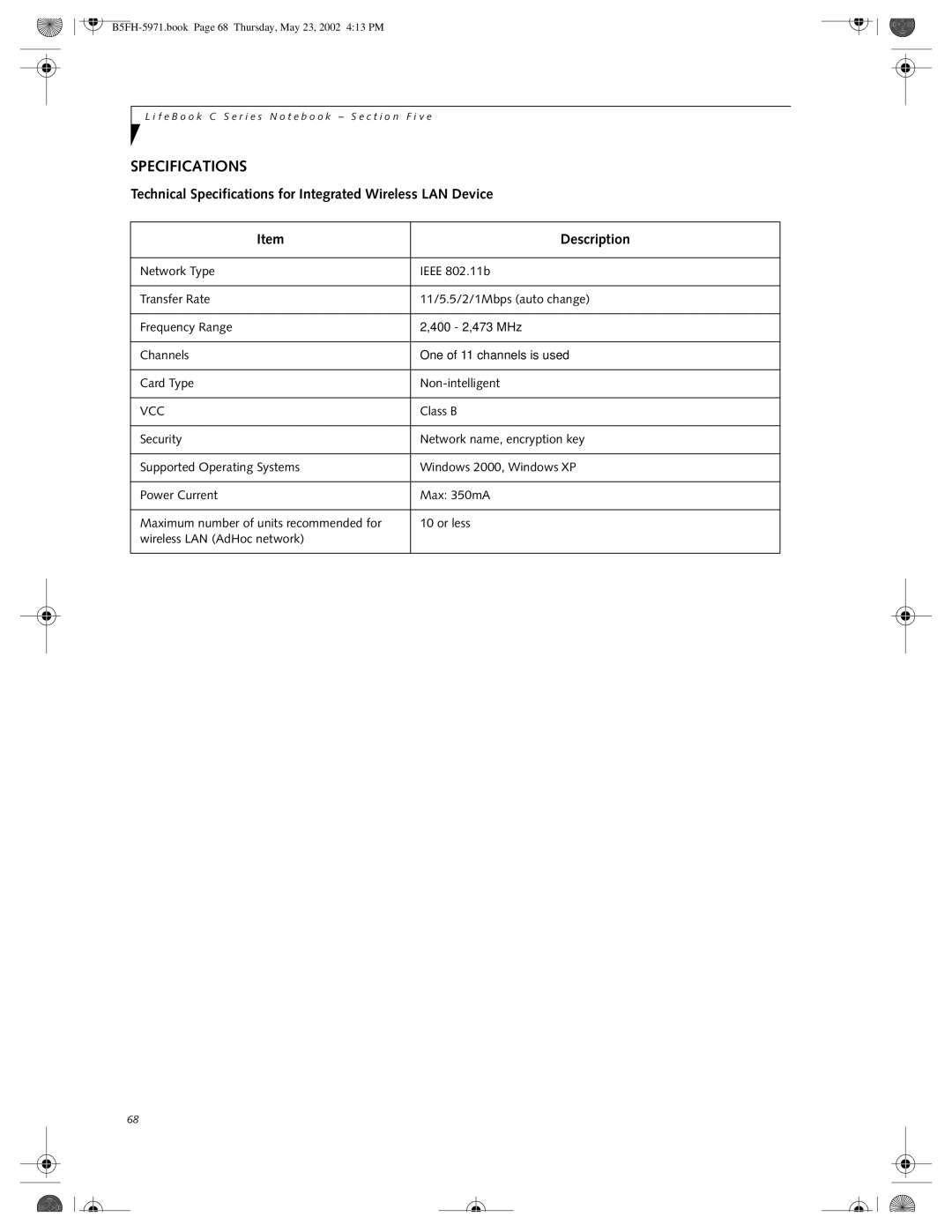 Fujitsu C2111, C2010 manual Specifications, Vcc 