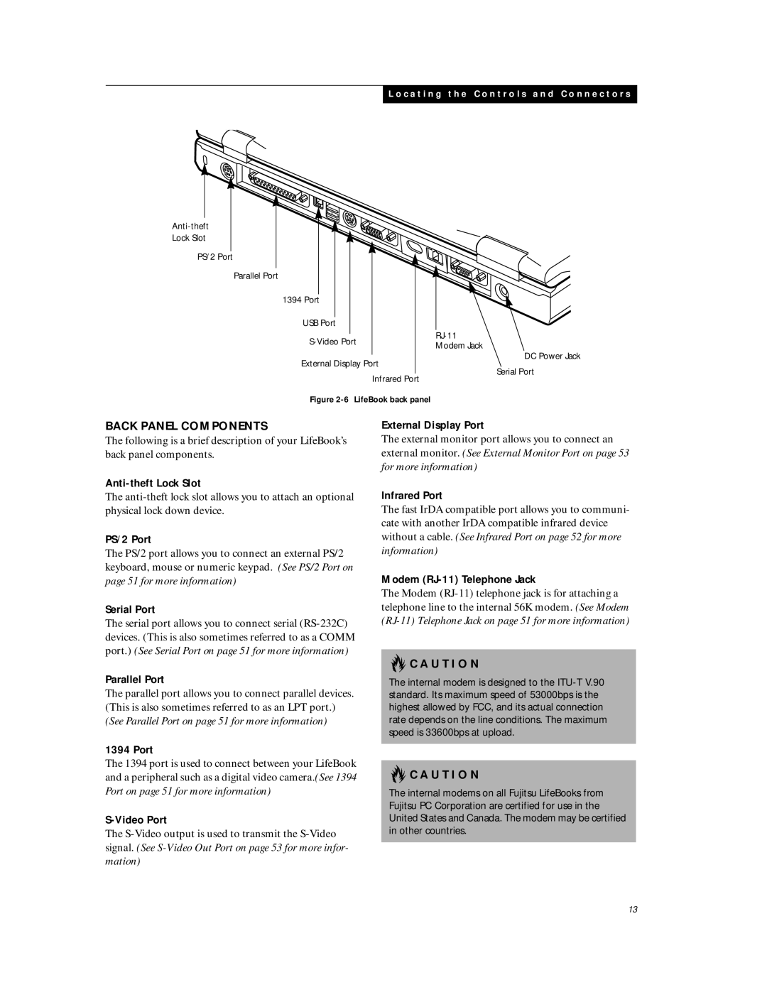 Fujitsu C6577 manual Back Panel Components 