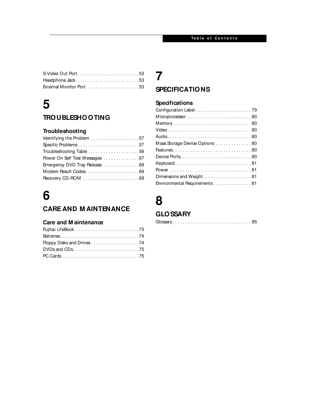 Fujitsu C6577 manual Glossary 