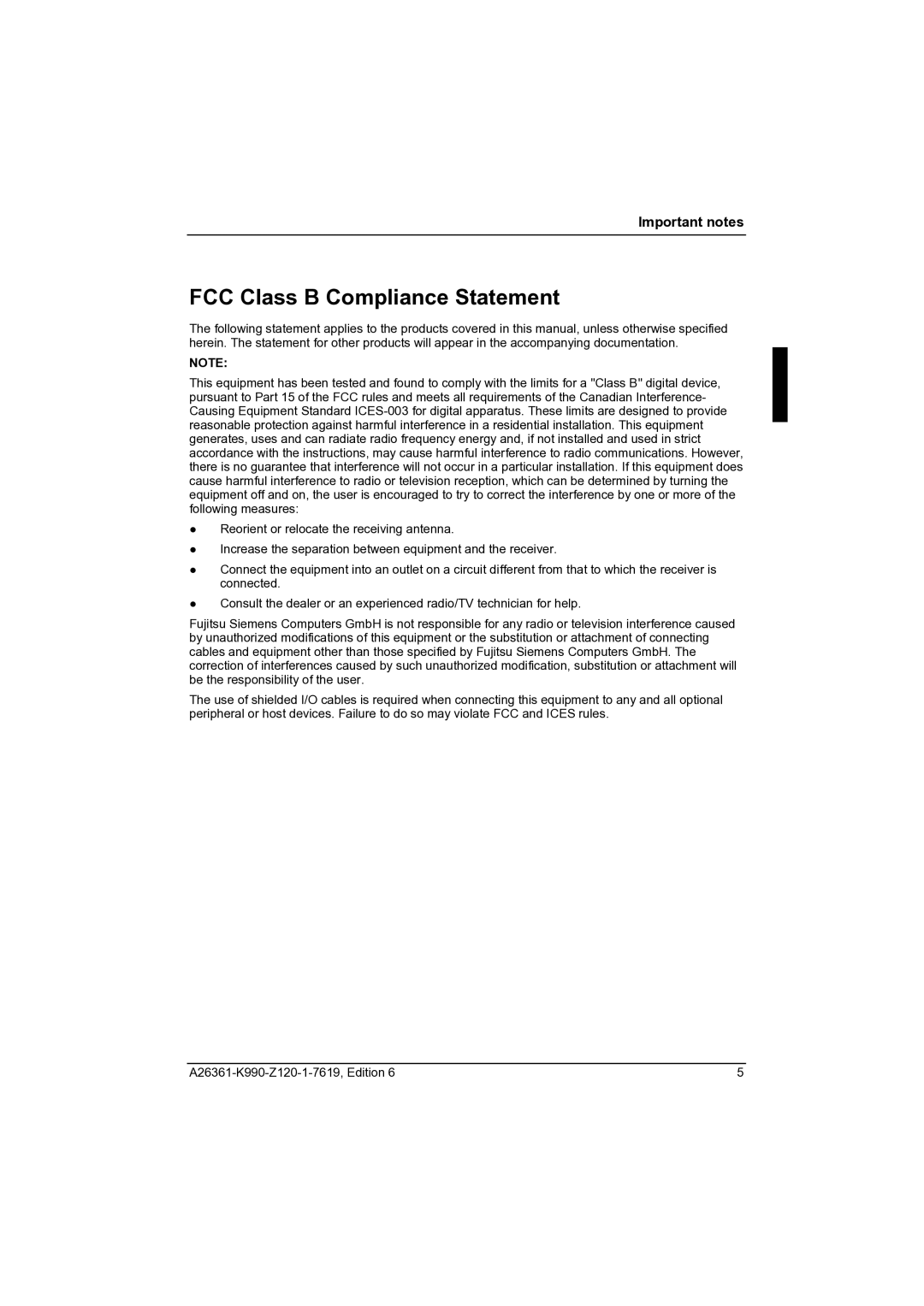 Fujitsu CELCIUS M/V/R manual FCC Class B Compliance Statement 