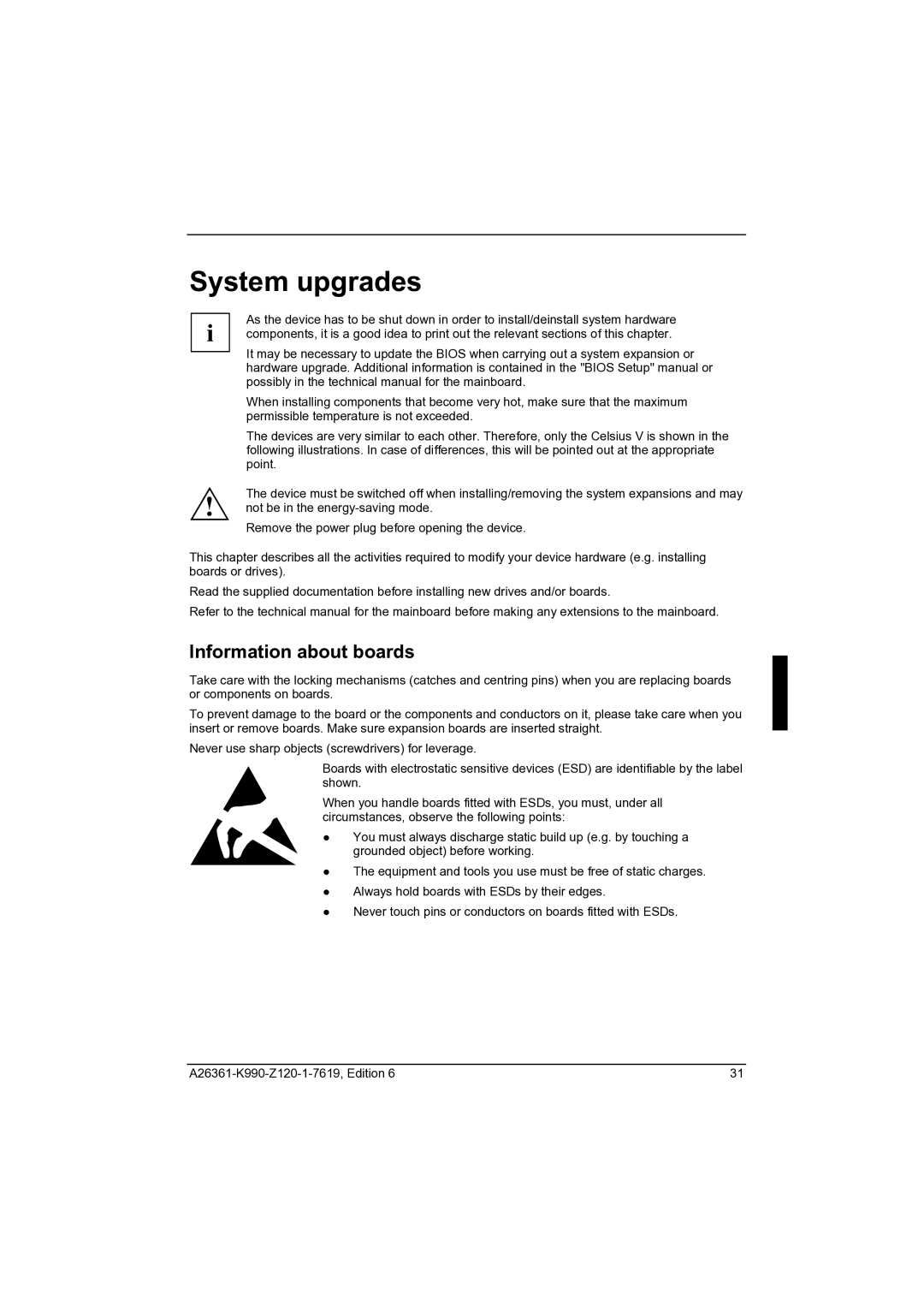 Fujitsu CELCIUS M/V/R manual System upgrades, Information about boards 