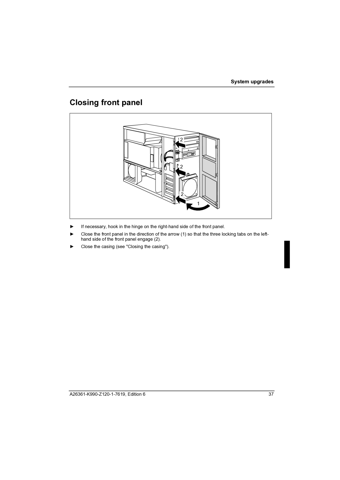 Fujitsu CELCIUS M/V/R manual Closing front panel 