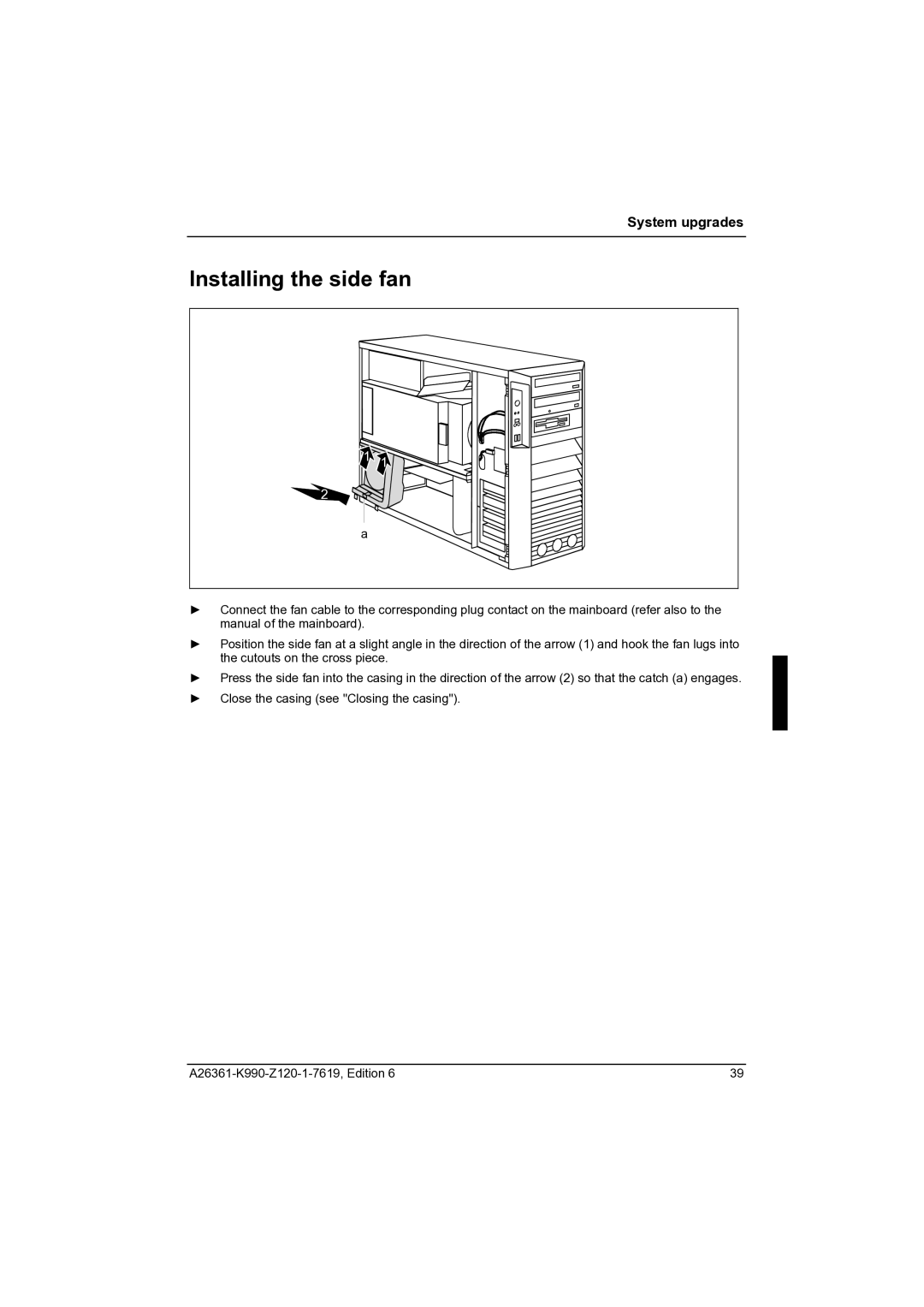 Fujitsu CELCIUS M/V/R manual Installing the side fan 