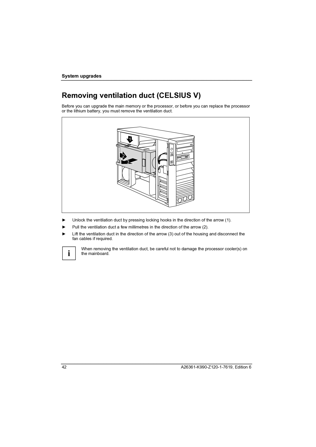 Fujitsu CELCIUS M/V/R manual Removing ventilation duct Celsius 