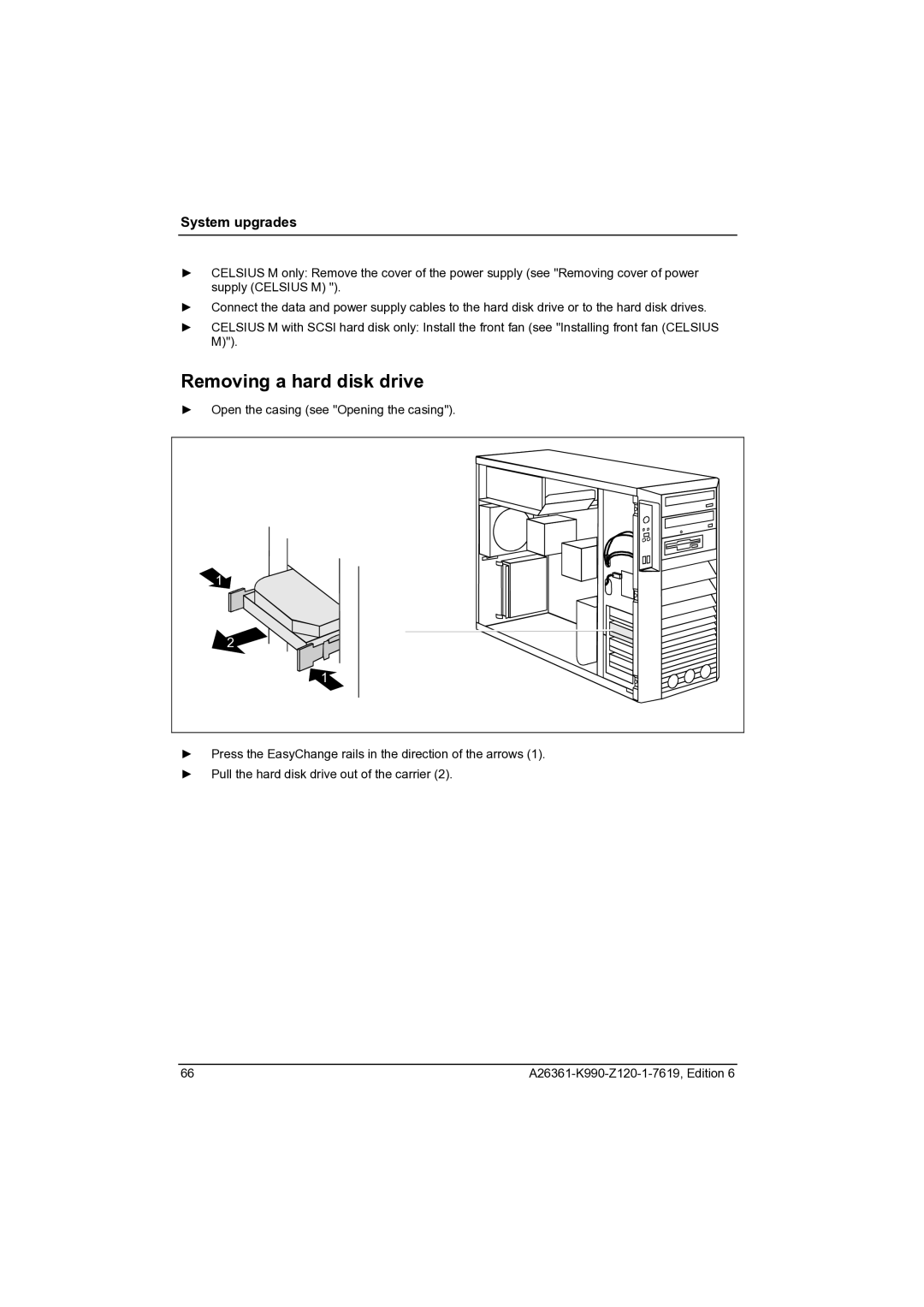 Fujitsu CELCIUS M/V/R manual Removing a hard disk drive 