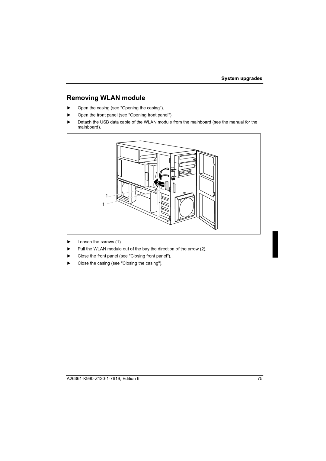 Fujitsu CELCIUS M/V/R manual Removing Wlan module 