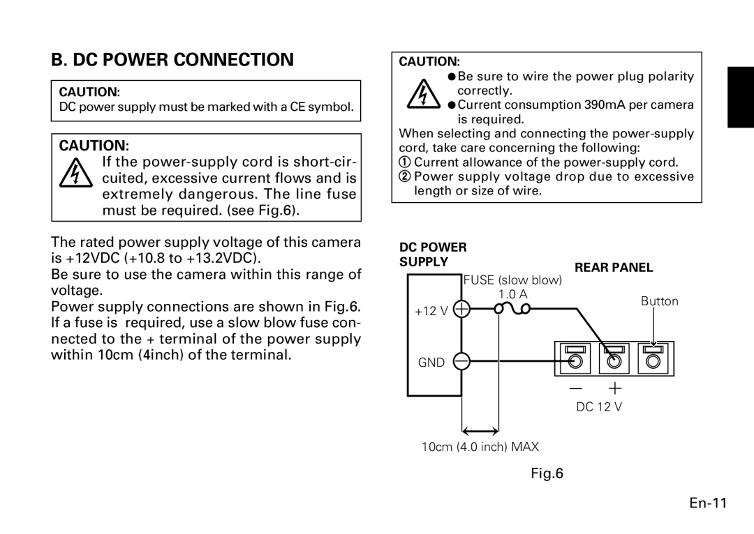 Fujitsu CG-311 SERIES instruction manual DC Power Connection, En-11 