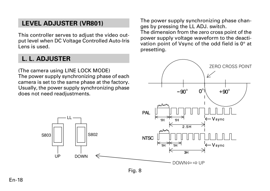 Fujitsu CG-311 SERIES instruction manual Level Adjuster VR801, En-18, Zero Cross Point 