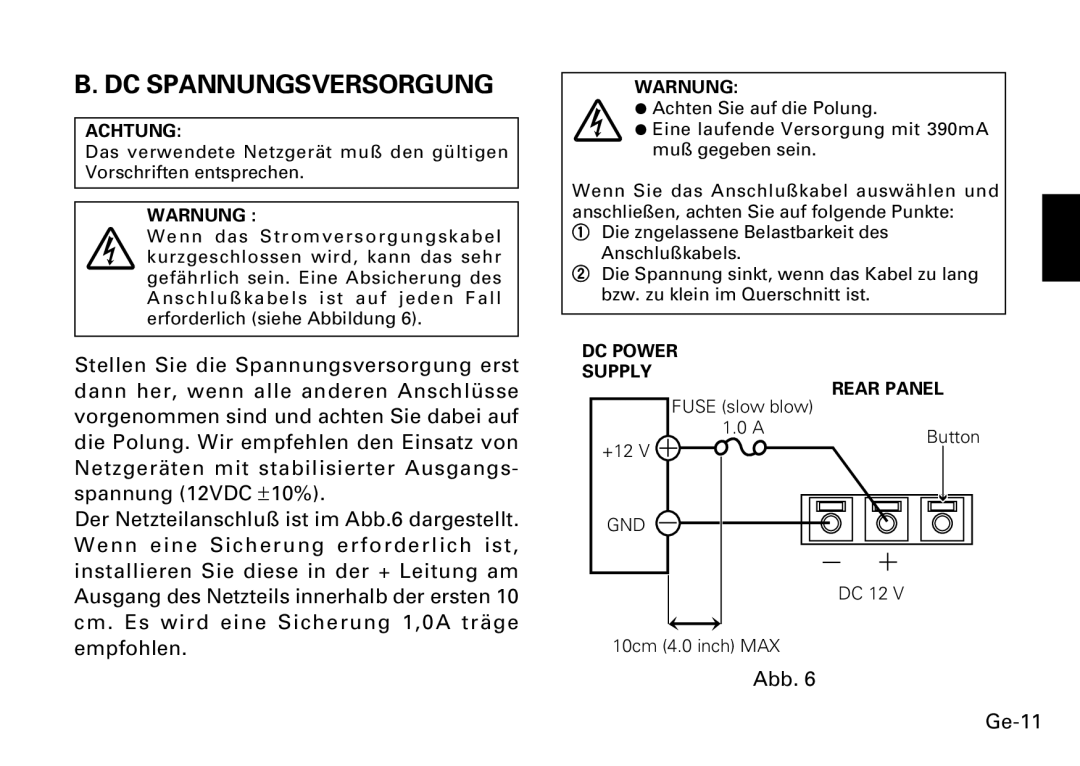 Fujitsu CG-311 SERIES instruction manual DC Spannungsversorgung, Abb Ge-11 