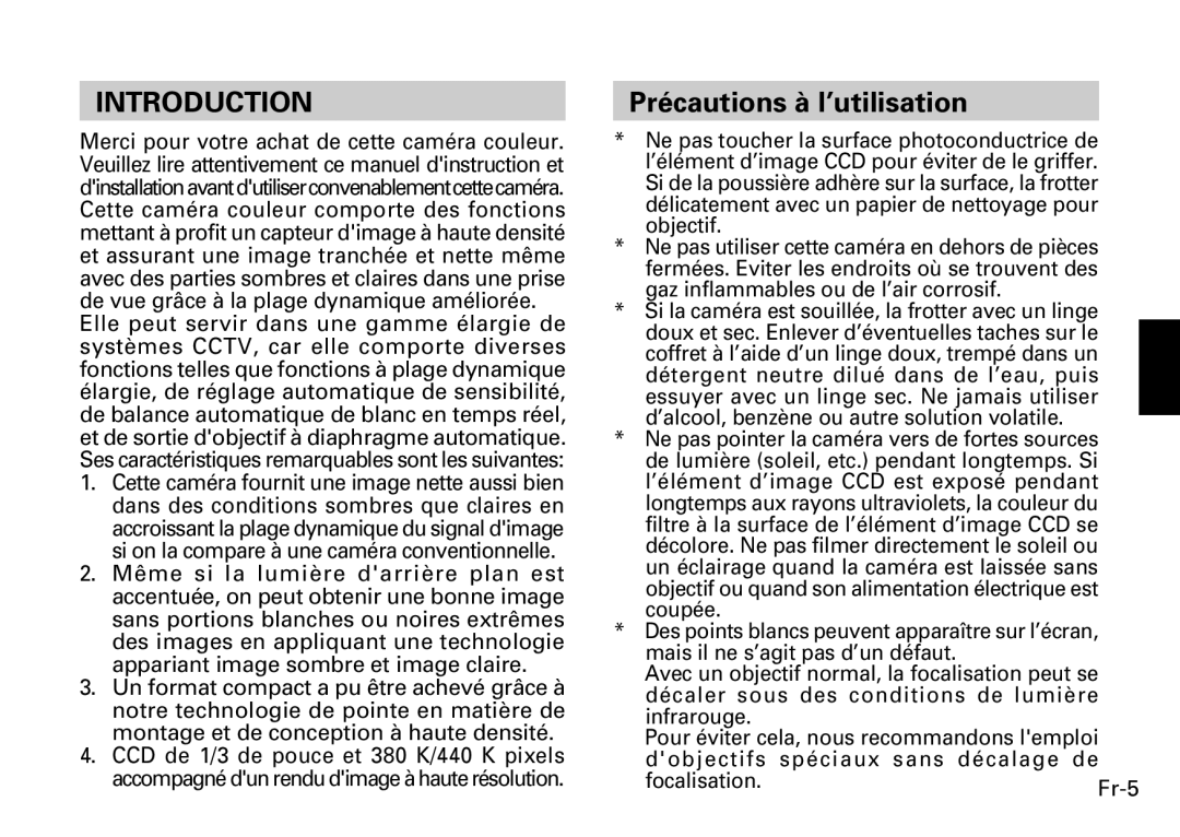 Fujitsu CG-311 SERIES instruction manual Précautions à l’utilisation 