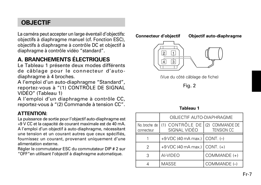 Fujitsu CG-311 SERIES instruction manual Objectif, Branchements Électriques, Fr-7 