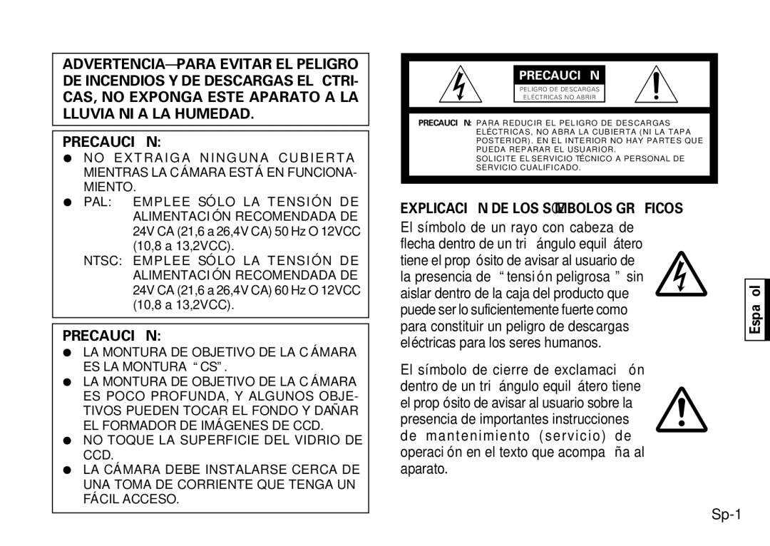 Fujitsu CG-311 SERIES Precaución, Explicación DE LOS Símbolos Gráficos, Aislar dentro de la caja del producto que 