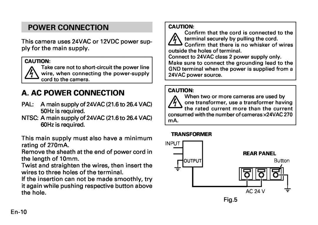 Fujitsu CG-311 SERIES instruction manual A. Ac Power Connection 