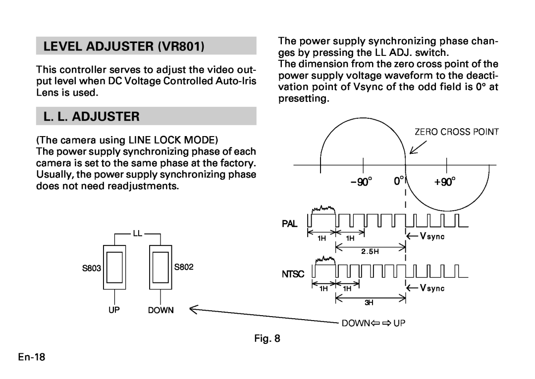 Fujitsu CG-311 SERIES instruction manual LEVEL ADJUSTER VR801, L. L. Adjuster 