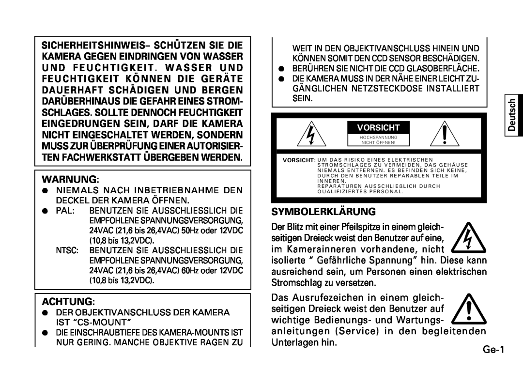 Fujitsu CG-311 SERIES instruction manual Warnung, Achtung, Symbolerklärung, Deutsch 