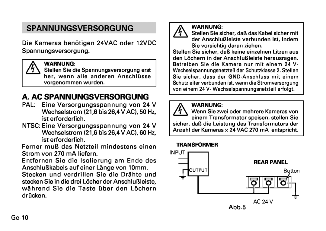Fujitsu CG-311 SERIES instruction manual A. Ac Spannungsversorgung 