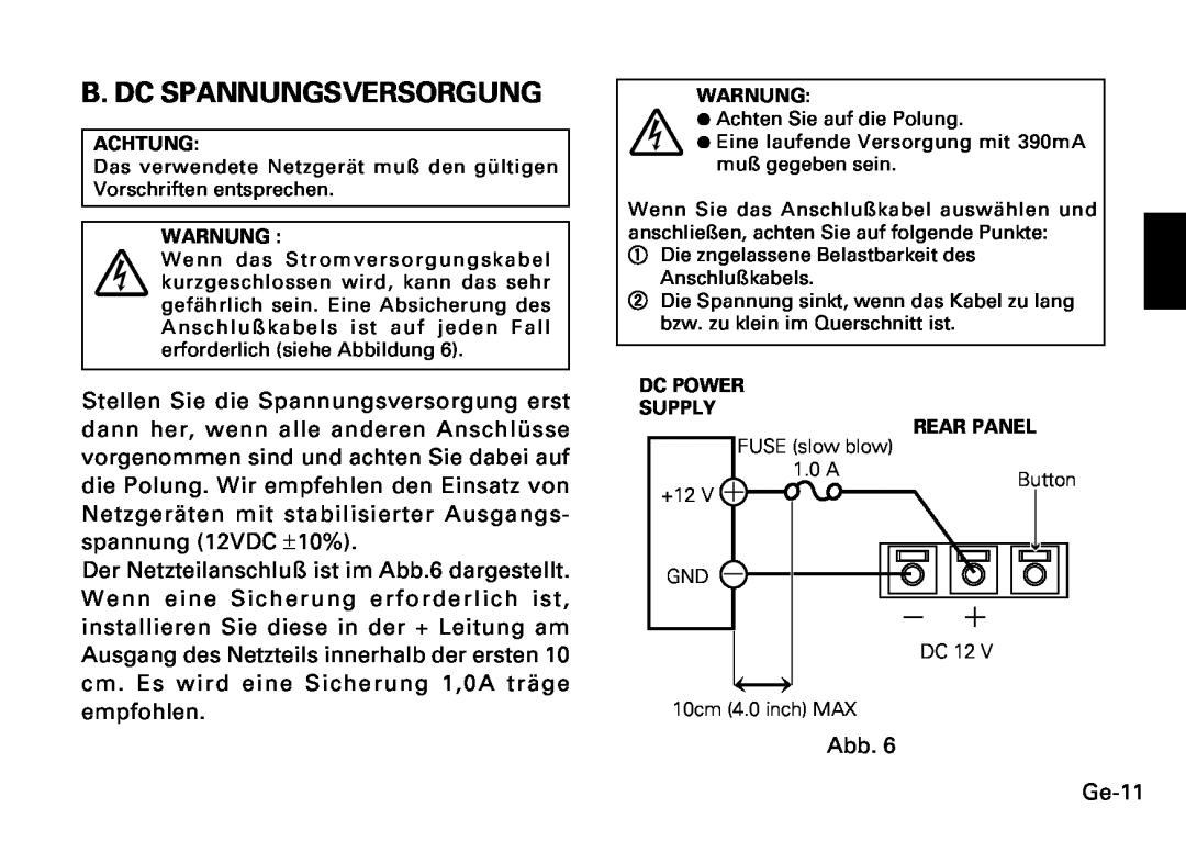 Fujitsu CG-311 SERIES instruction manual B. Dc Spannungsversorgung 