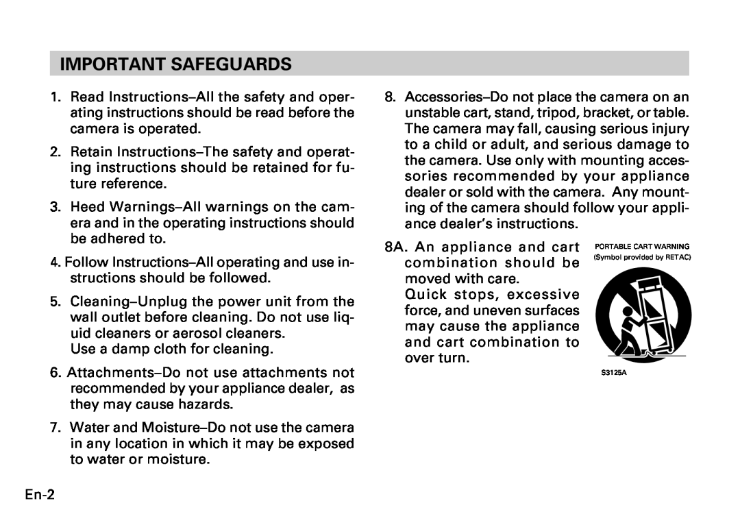 Fujitsu CG-311 SERIES instruction manual Important Safeguards 
