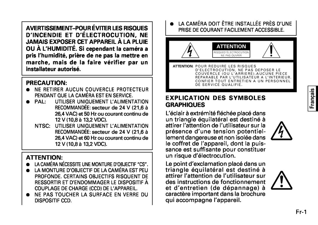 Fujitsu CG-311 SERIES instruction manual Precaution, Explication Des Symboles Graphiques, Fr-1, Français 