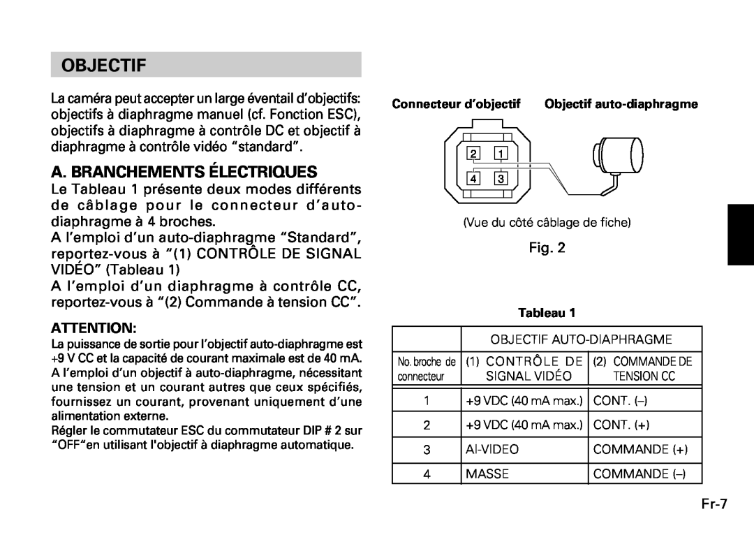 Fujitsu CG-311 SERIES instruction manual Objectif, A. Branchements Électriques 
