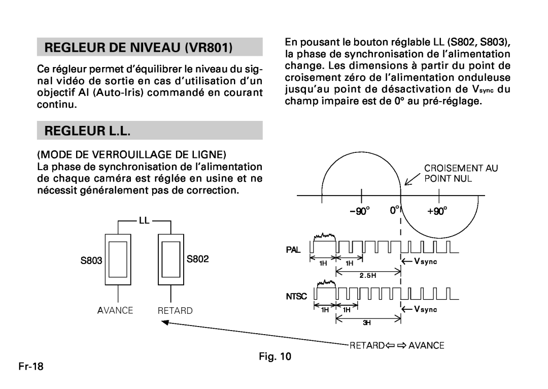 Fujitsu CG-311 SERIES instruction manual REGLEUR DE NIVEAU VR801, Regleur L.L 
