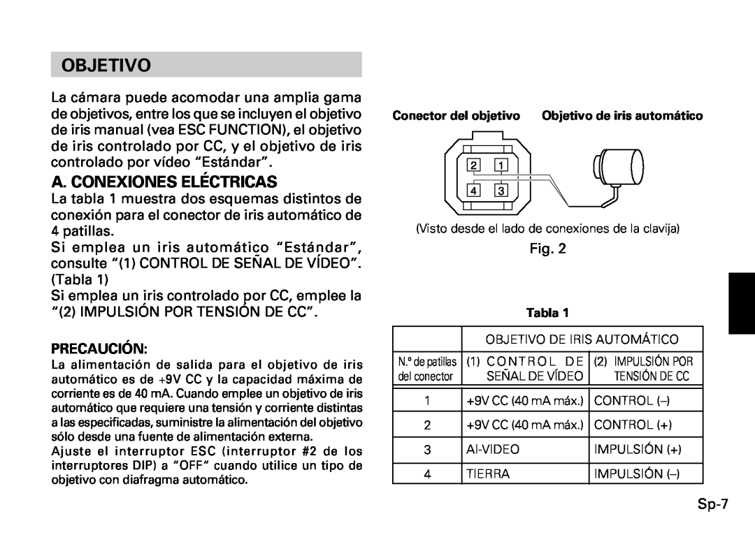 Fujitsu CG-311 SERIES instruction manual Objetivo, A. Conexiones Eléctricas 