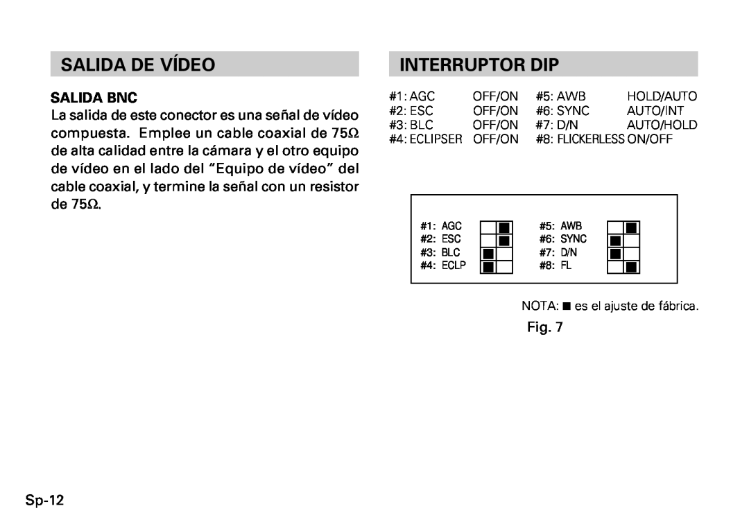 Fujitsu CG-311 SERIES instruction manual Salida De Vídeo, Interruptor Dip, Salida Bnc 
