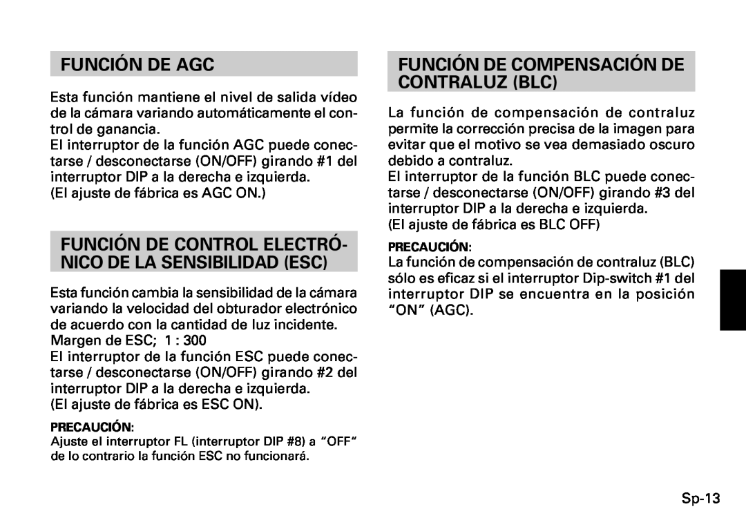 Fujitsu CG-311 SERIES instruction manual Función De Agc, Función De Compensación De Contraluz Blc 