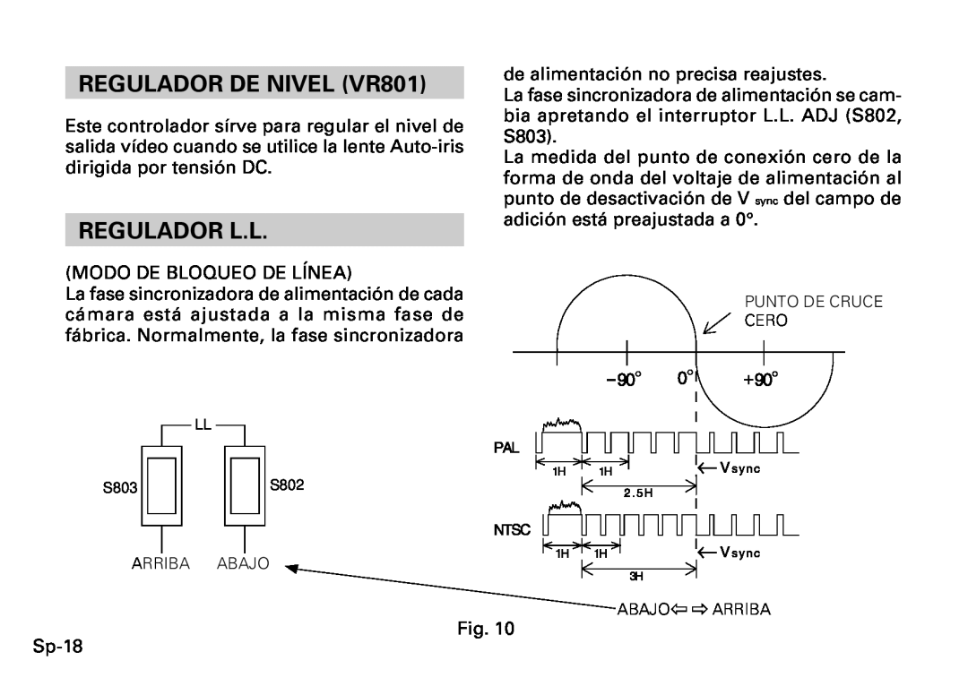Fujitsu CG-311 SERIES instruction manual REGULADOR DE NIVEL VR801, Regulador L.L 