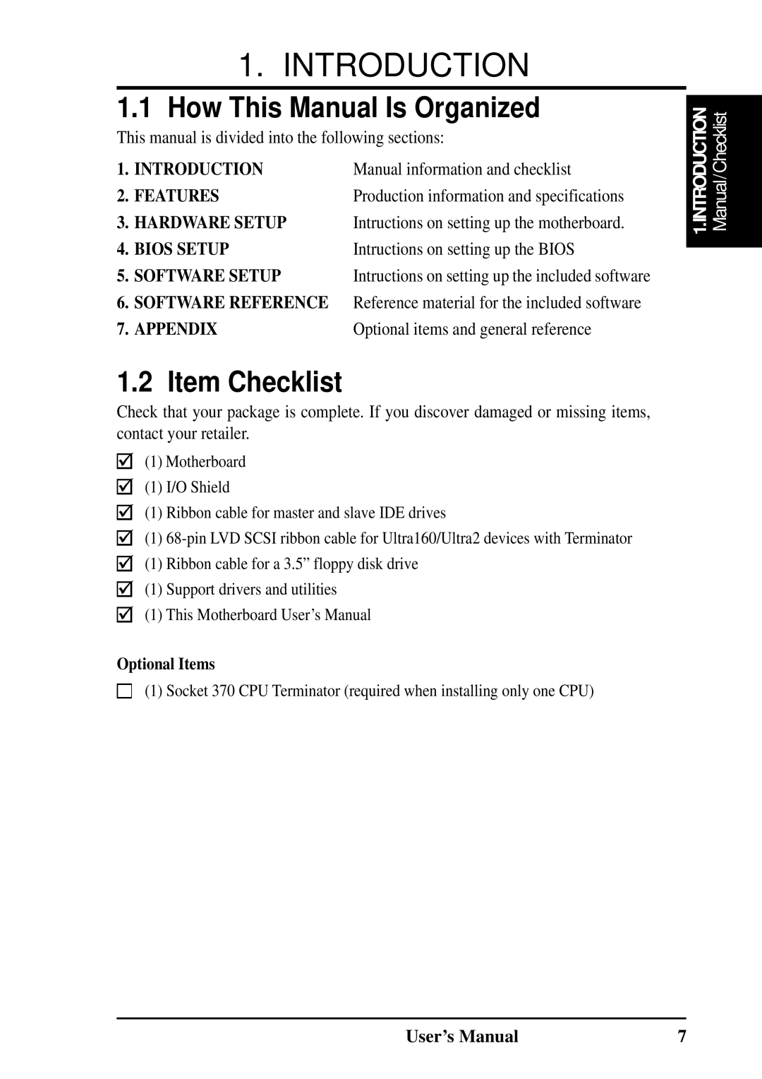 Fujitsu D1241 manual How This Manual Is Organized, Item Checklist, Manual information and checklist 