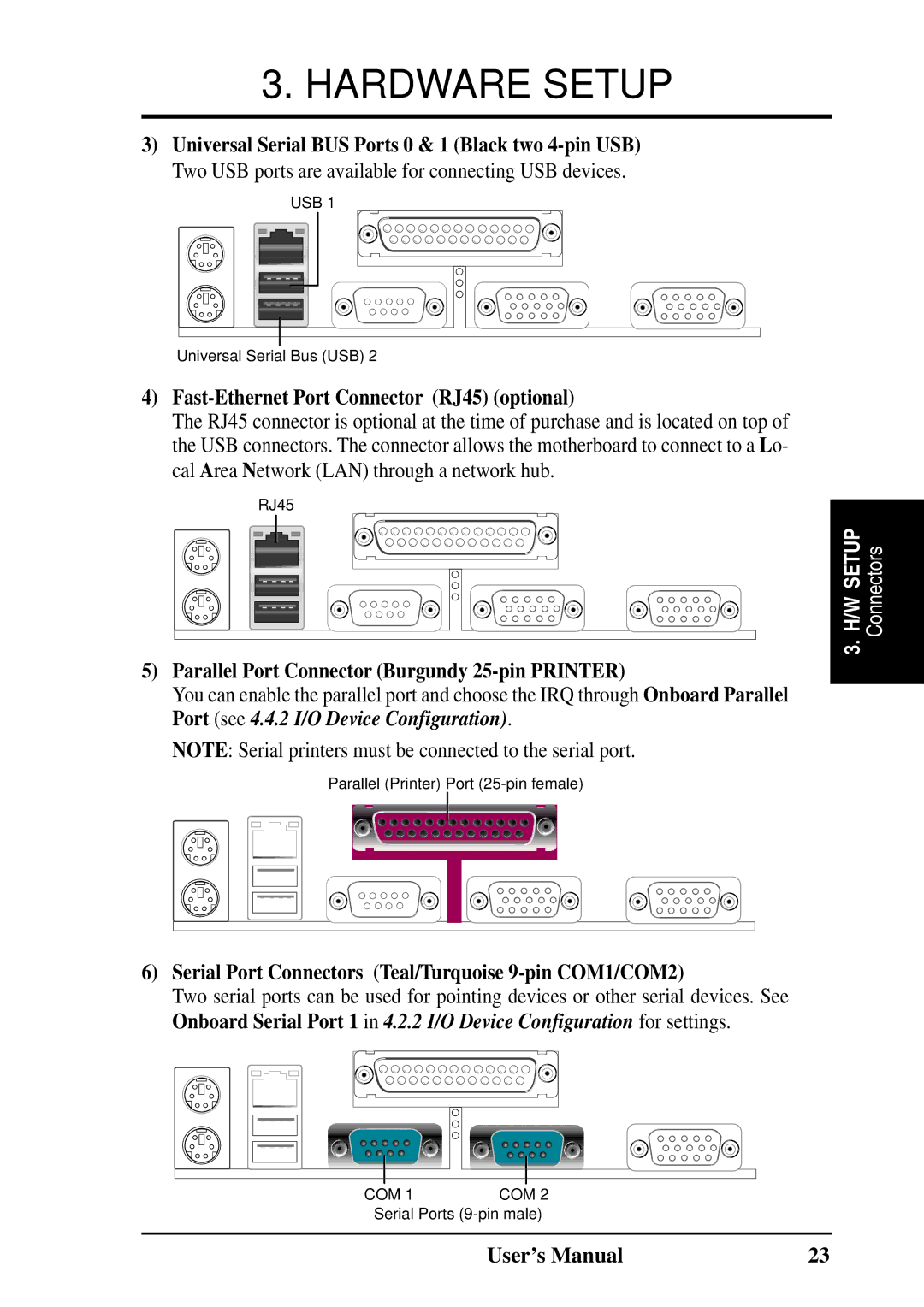 Fujitsu D1241 manual Fast-Ethernet Port Connector RJ45 optional, Parallel Port Connector Burgundy 25-pin Printer 