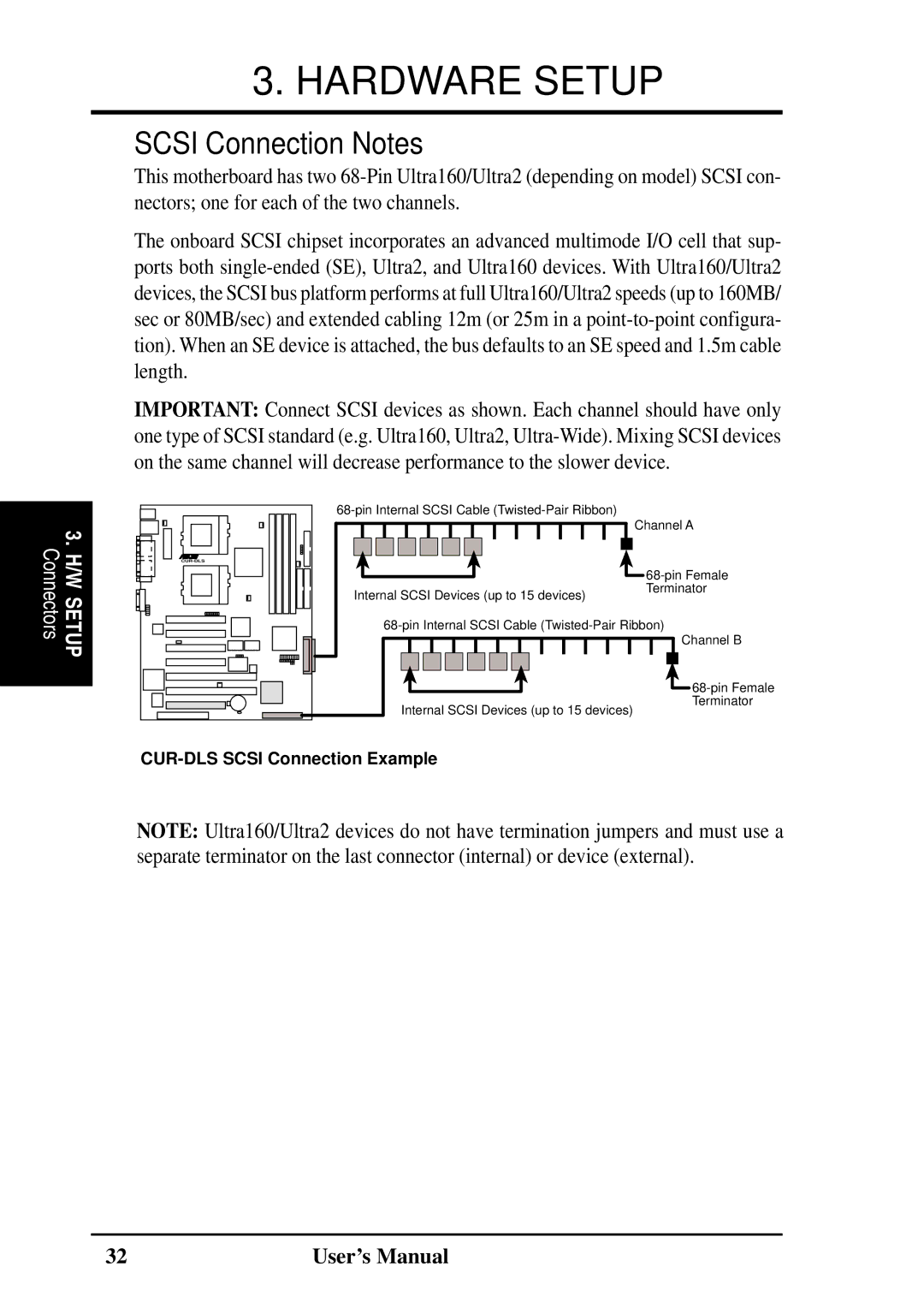 Fujitsu D1241 manual Scsi Connection Notes 