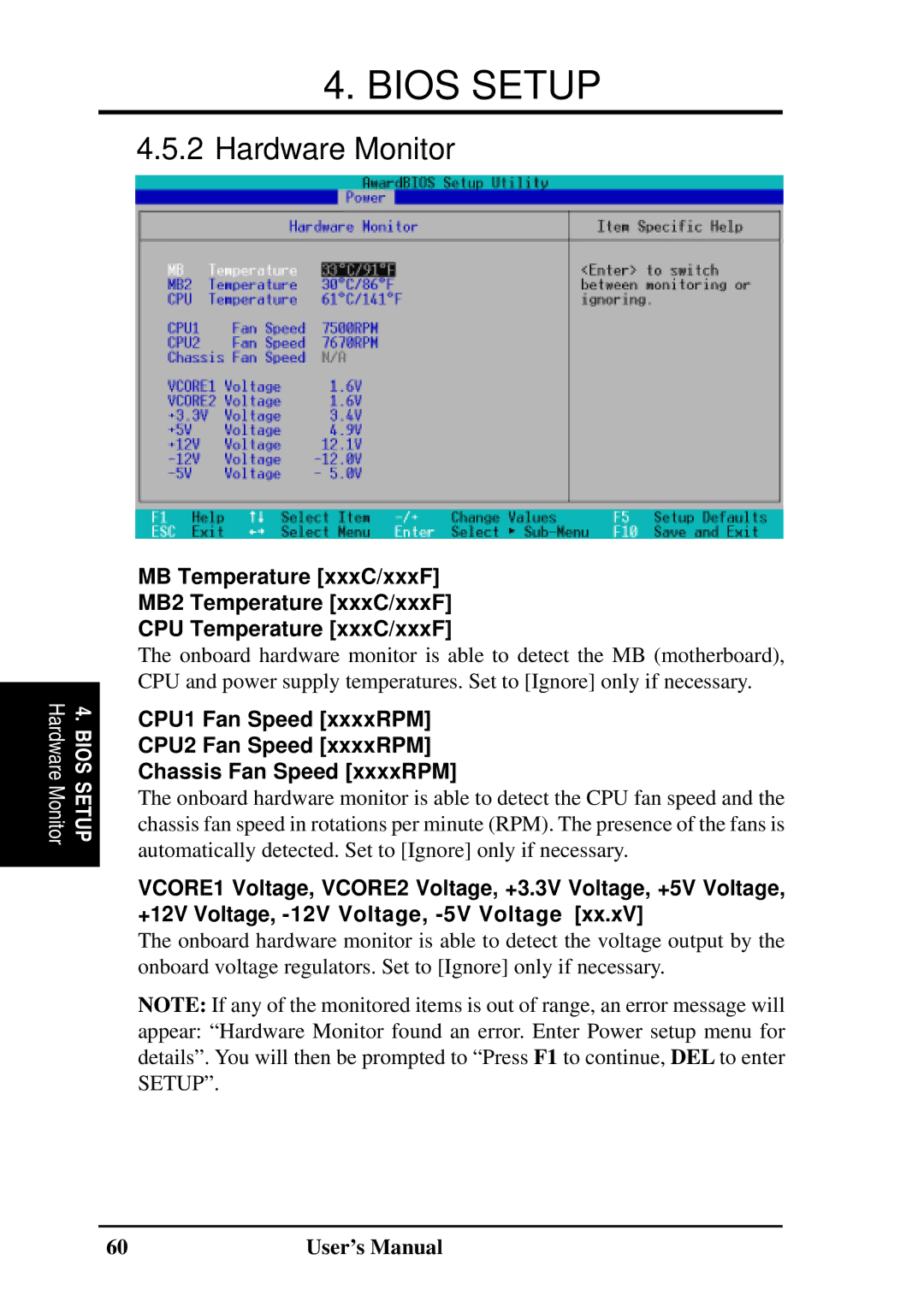 Fujitsu D1241 manual Hardware Monitor 