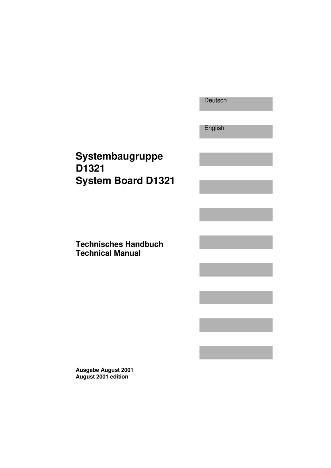 Fujitsu technical manual Systembaugruppe D1321 System Board D1321, Technisches Handbuch Technical Manual 