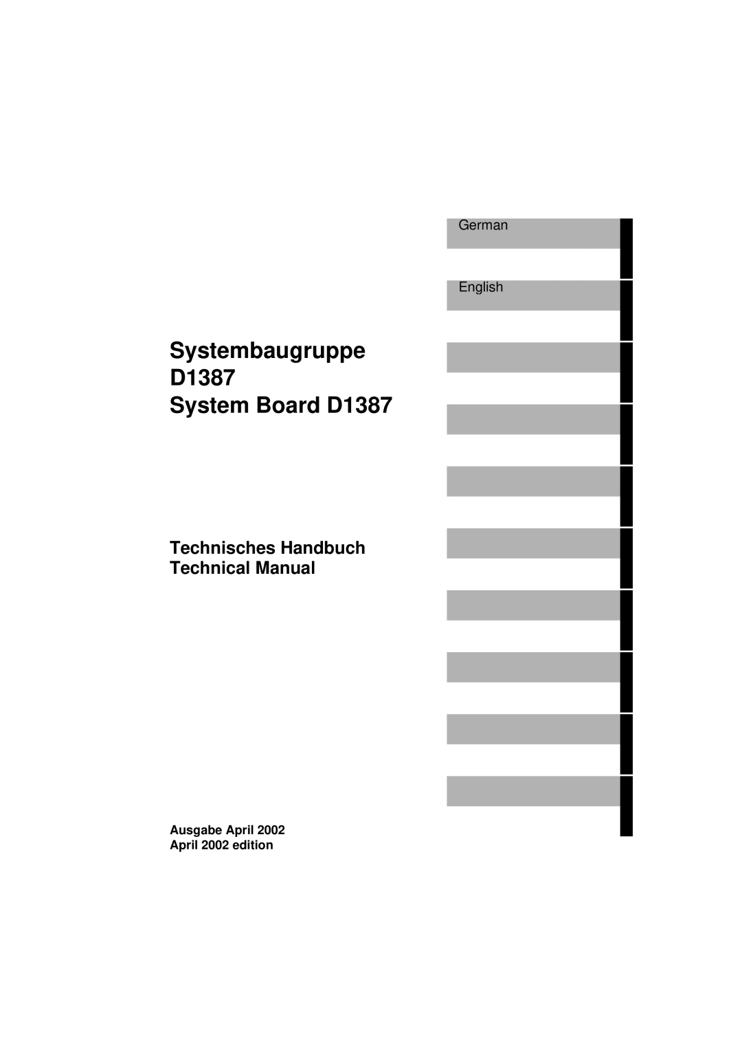 Fujitsu D1382 technical manual Systembaugruppe D1387 System Board D1387, Technisches Handbuch Technical Manual 