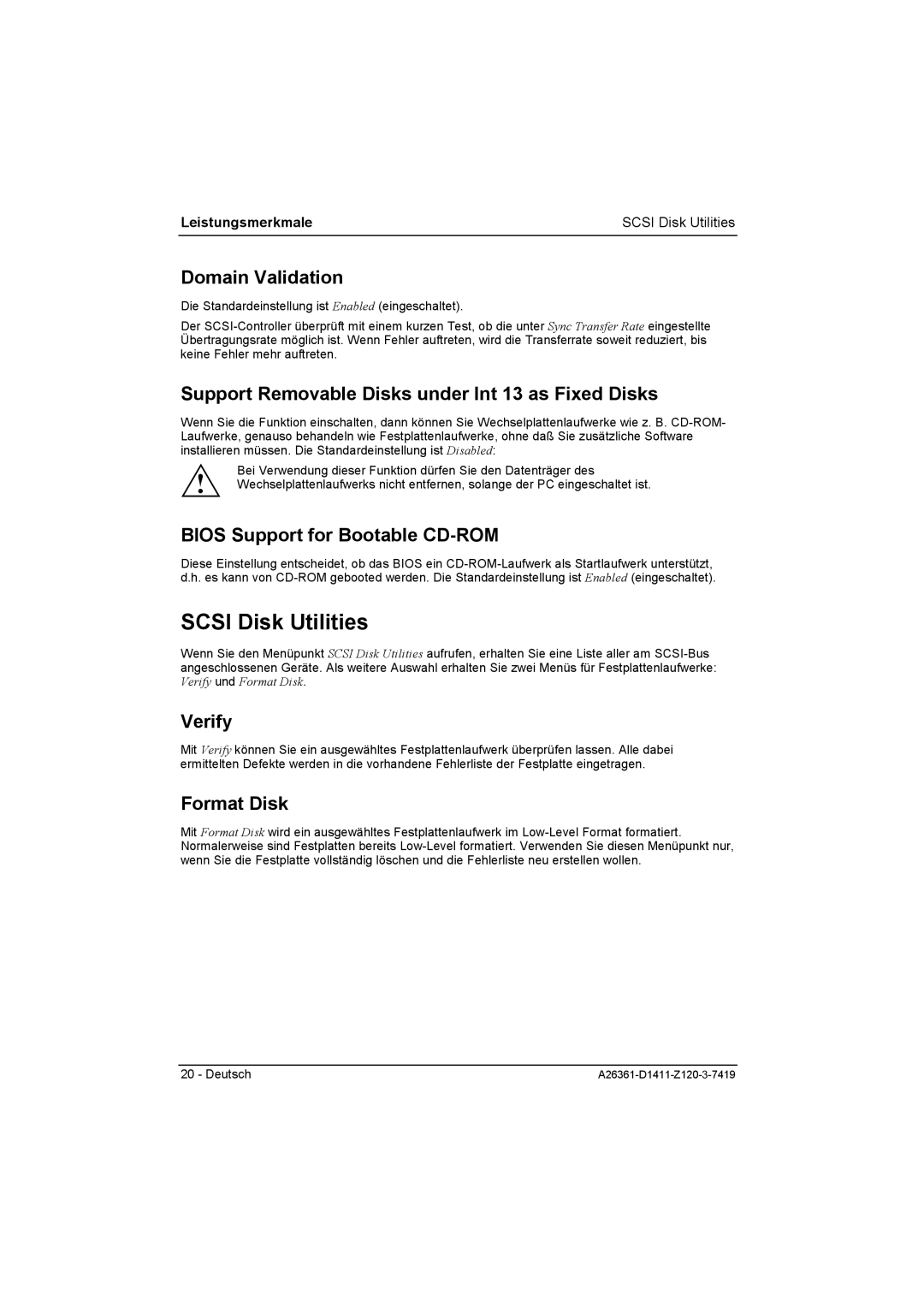 Fujitsu D1411 technical manual Scsi Disk Utilities 