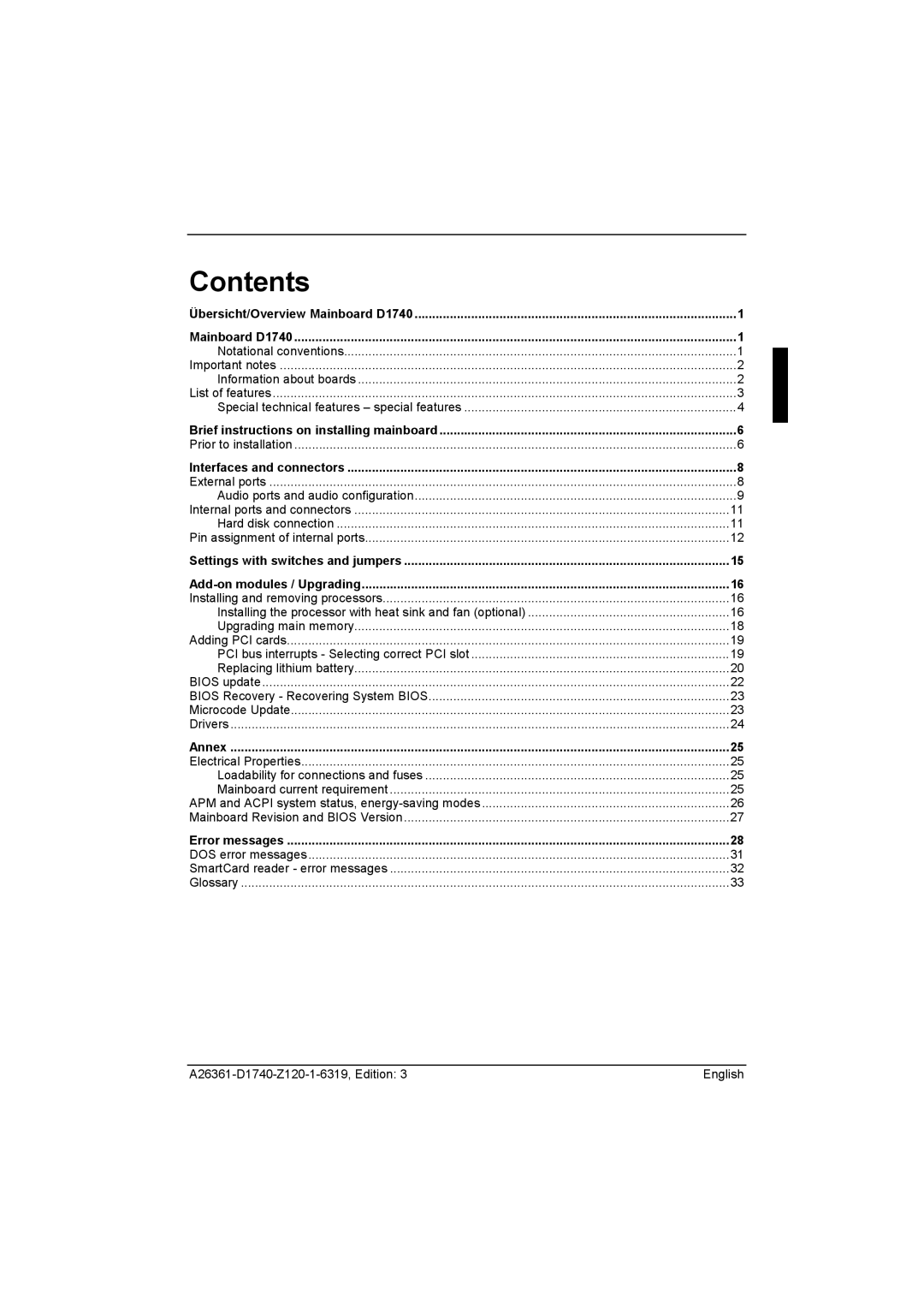 Fujitsu D1740 technical manual Contents 