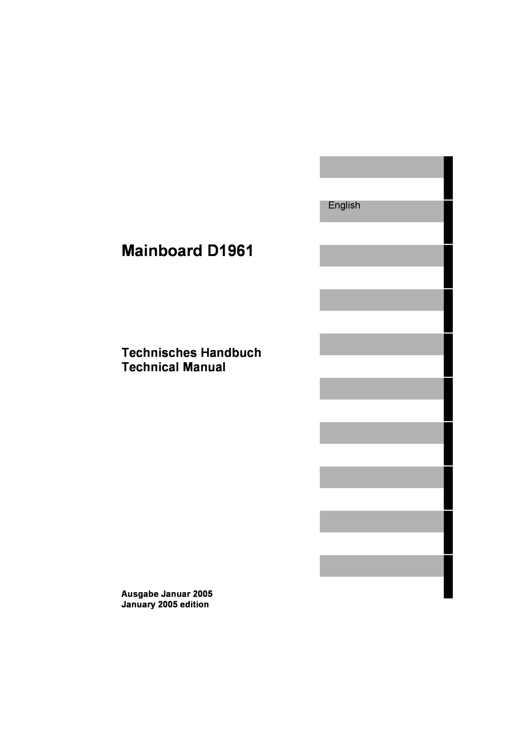 Fujitsu technical manual Mainboard D1961, Technisches Handbuch Technical Manual, English 
