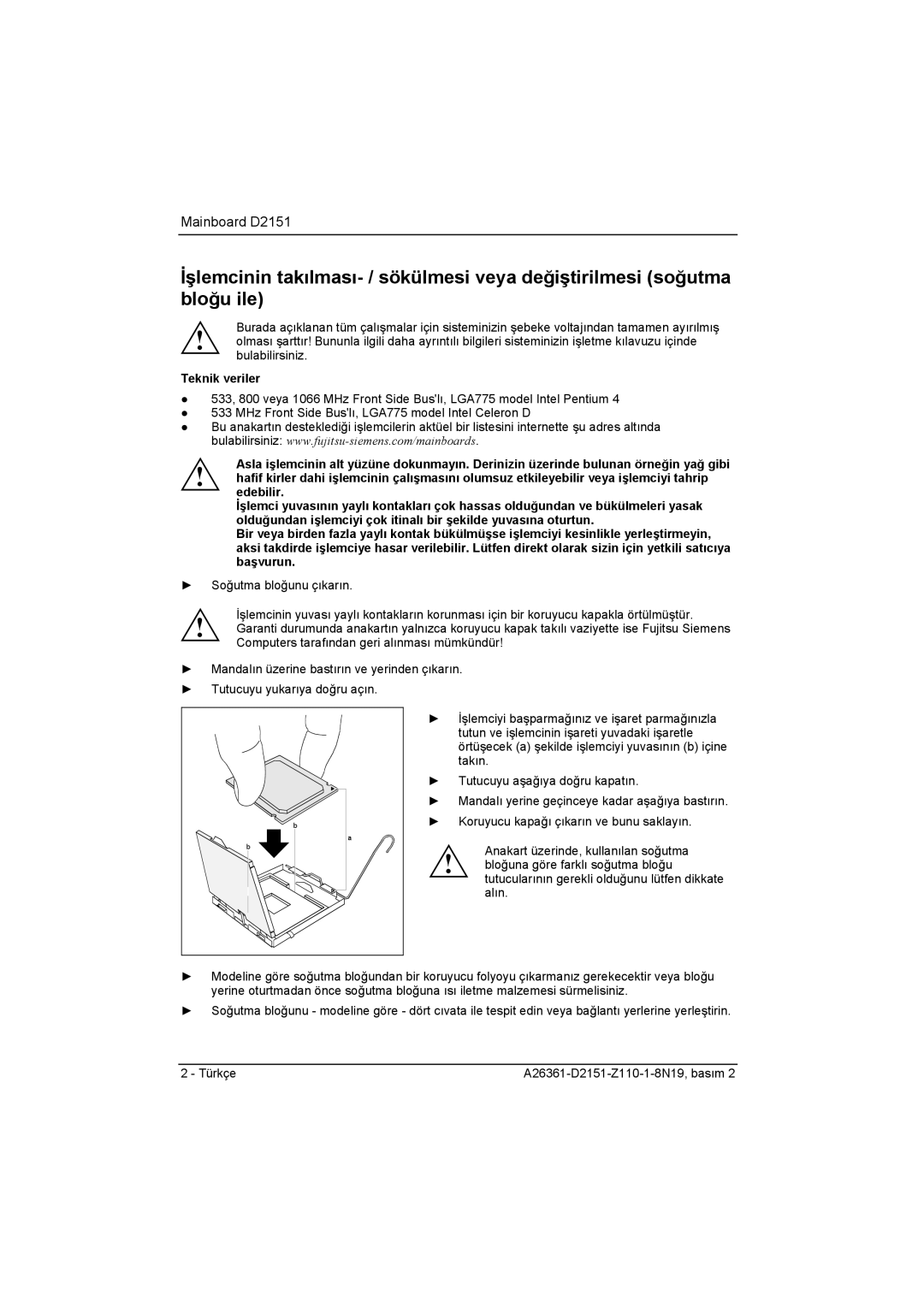 Fujitsu D2151 manual Teknik veriler 