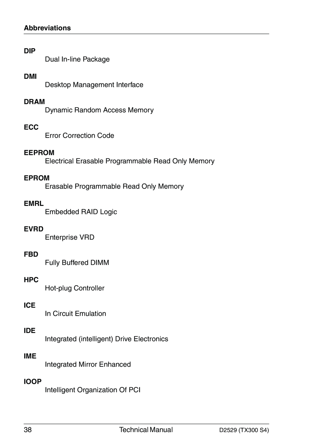 Fujitsu D2529 technical manual Abbreviations, Dram, Eeprom, Eprom, Emrl, Evrd, Ioop 