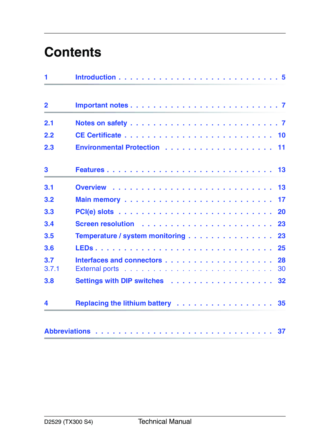 Fujitsu D2529 technical manual Contents 