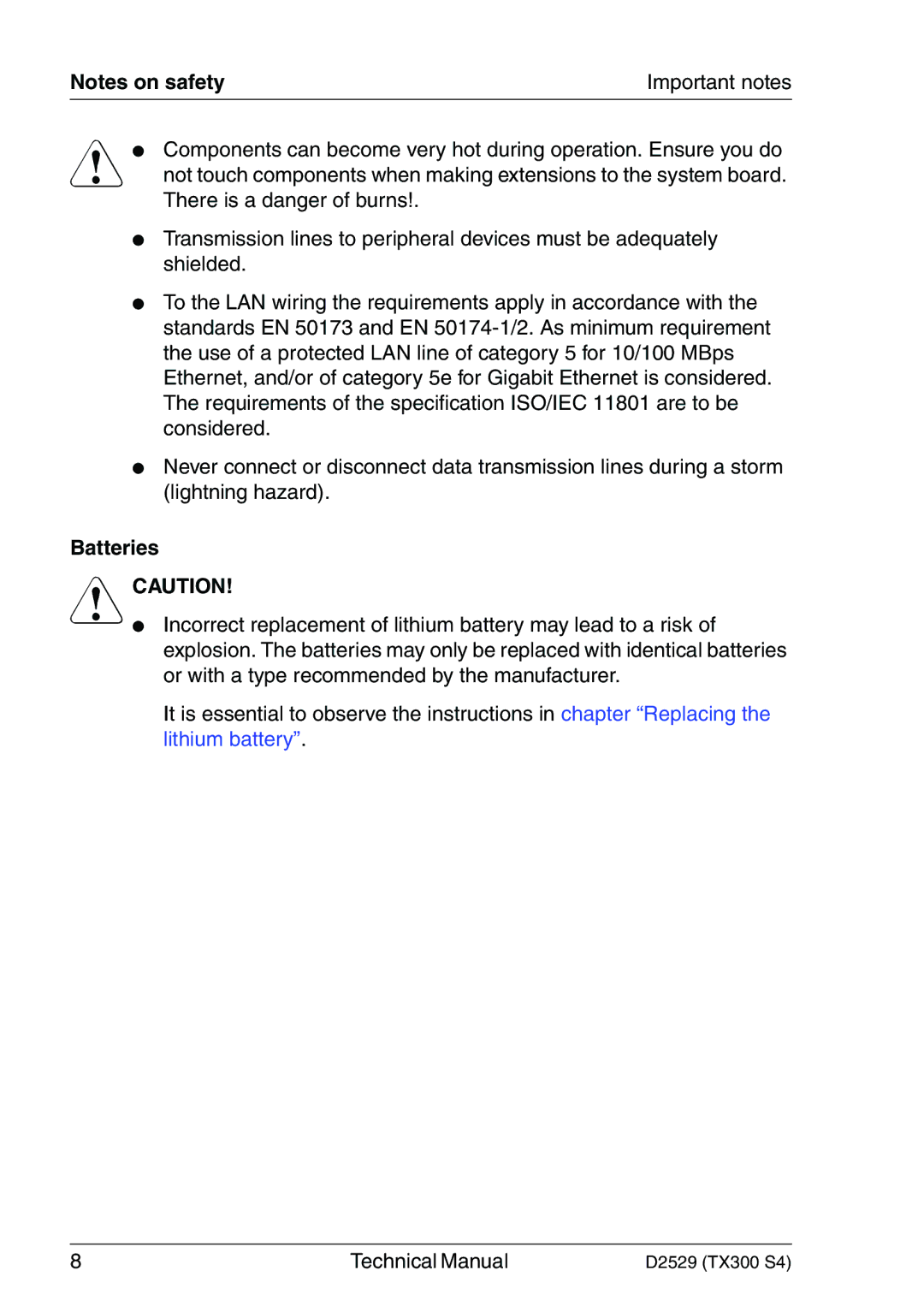 Fujitsu D2529 technical manual Batteries 