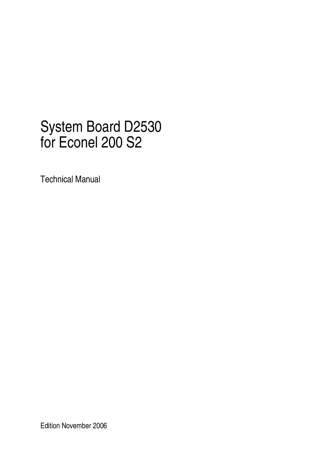 Fujitsu technical manual System Board D2530 for Econel 200 S2, Edition November 