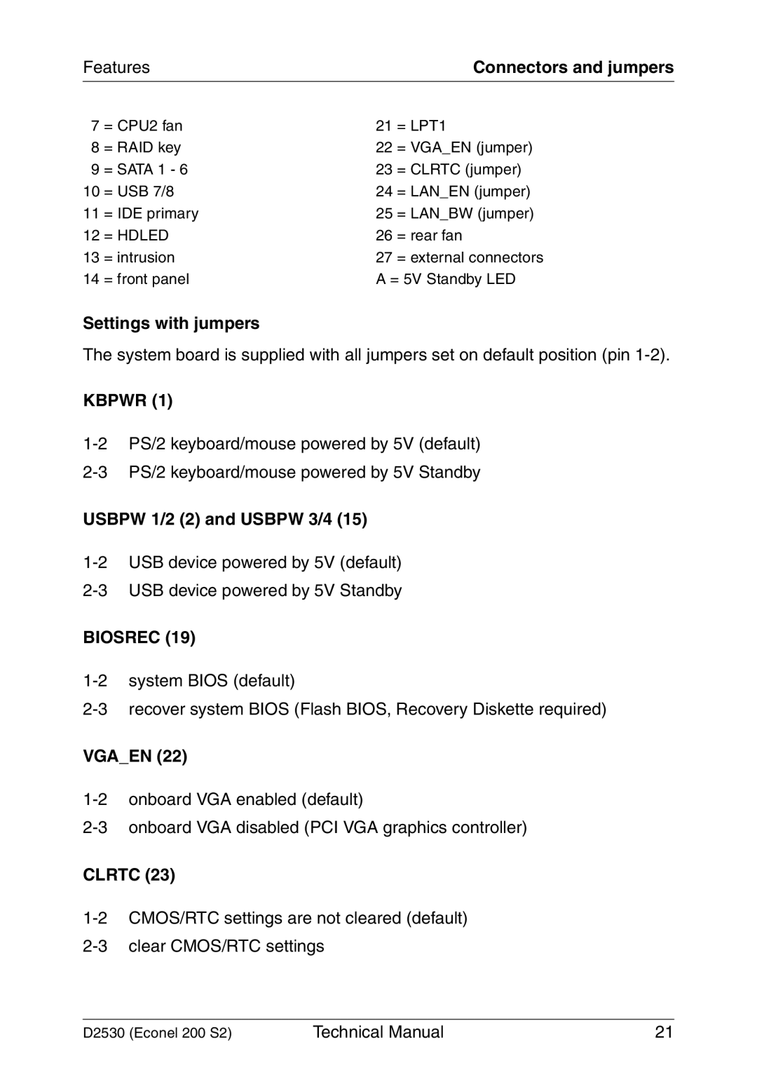 Fujitsu D2530 technical manual Kbpwr, Biosrec 