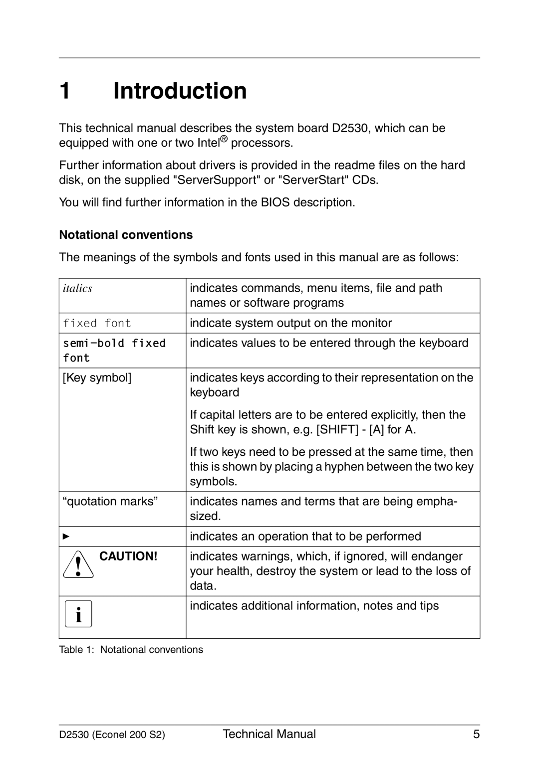 Fujitsu D2530 technical manual Introduction, Notational conventions 