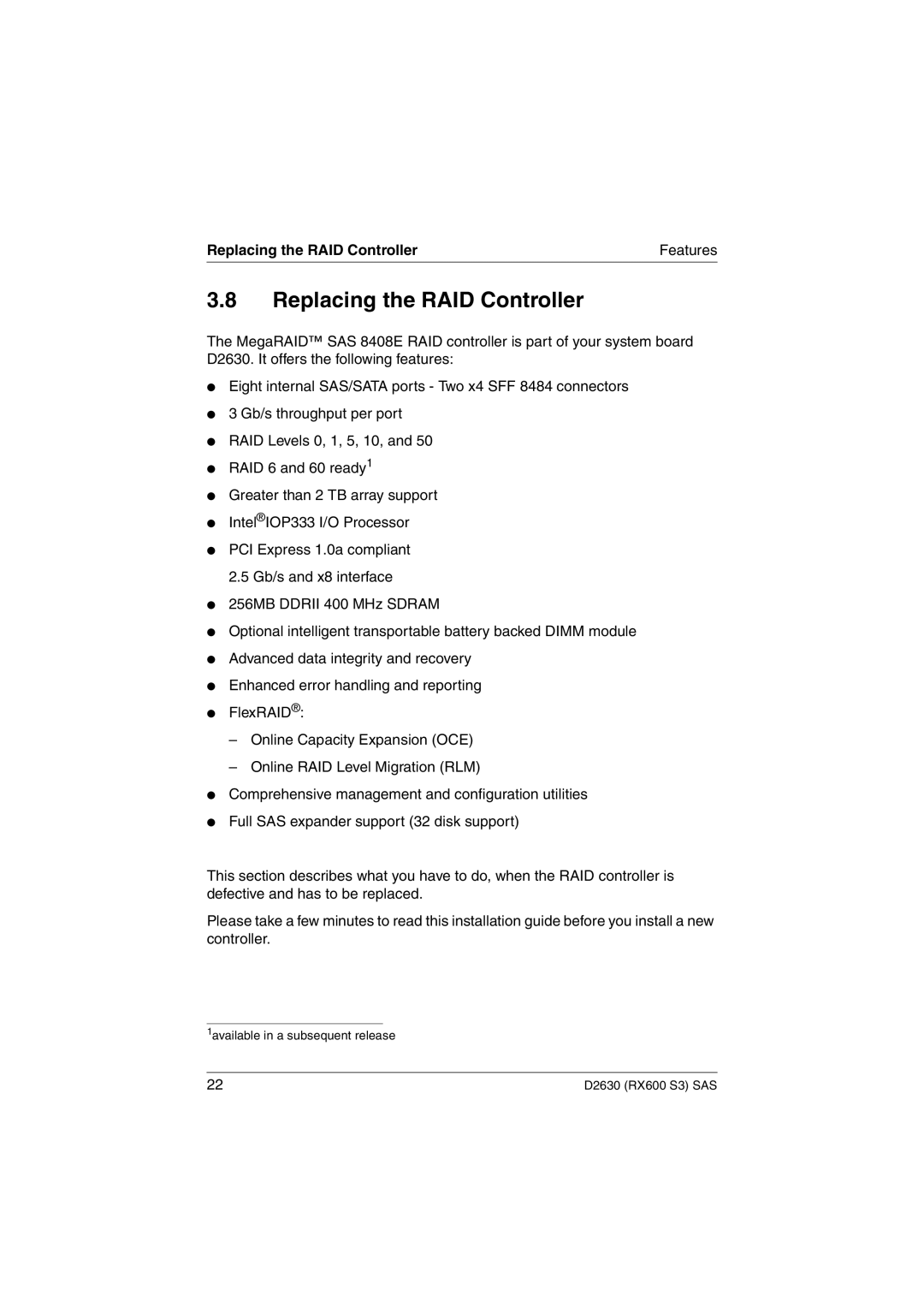 Fujitsu D2630 technical manual Replacing the RAID Controller 