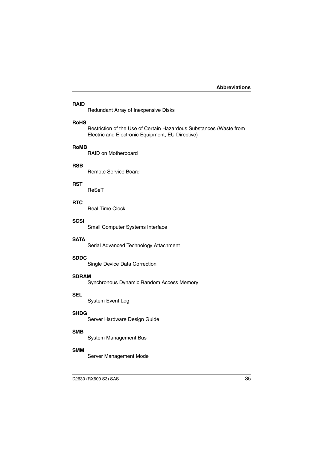 Fujitsu D2630 technical manual Raid, RoHS 