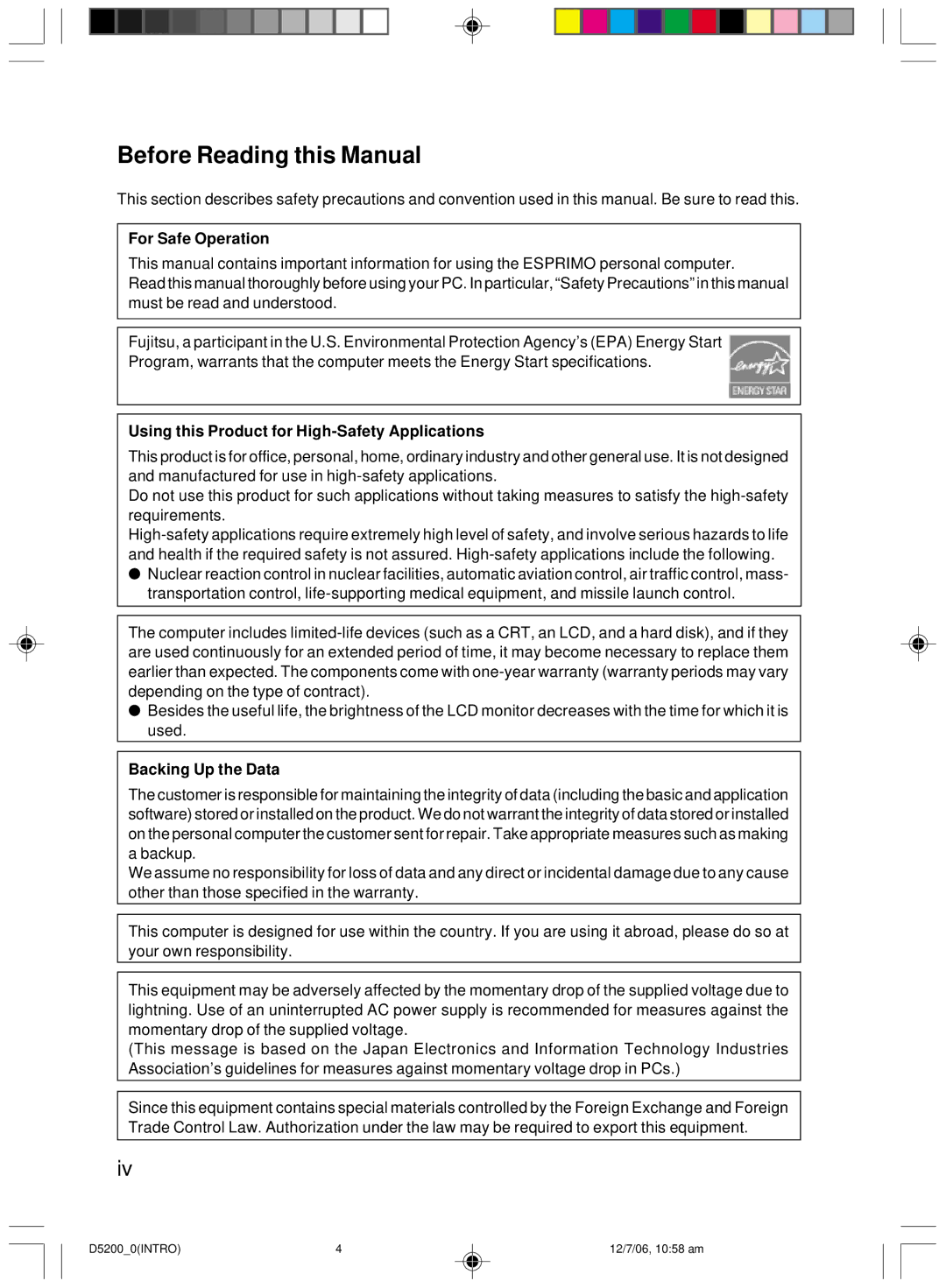 Fujitsu D5200 user manual Before Reading this Manual, For Safe Operation, Using this Product for High-Safety Applications 